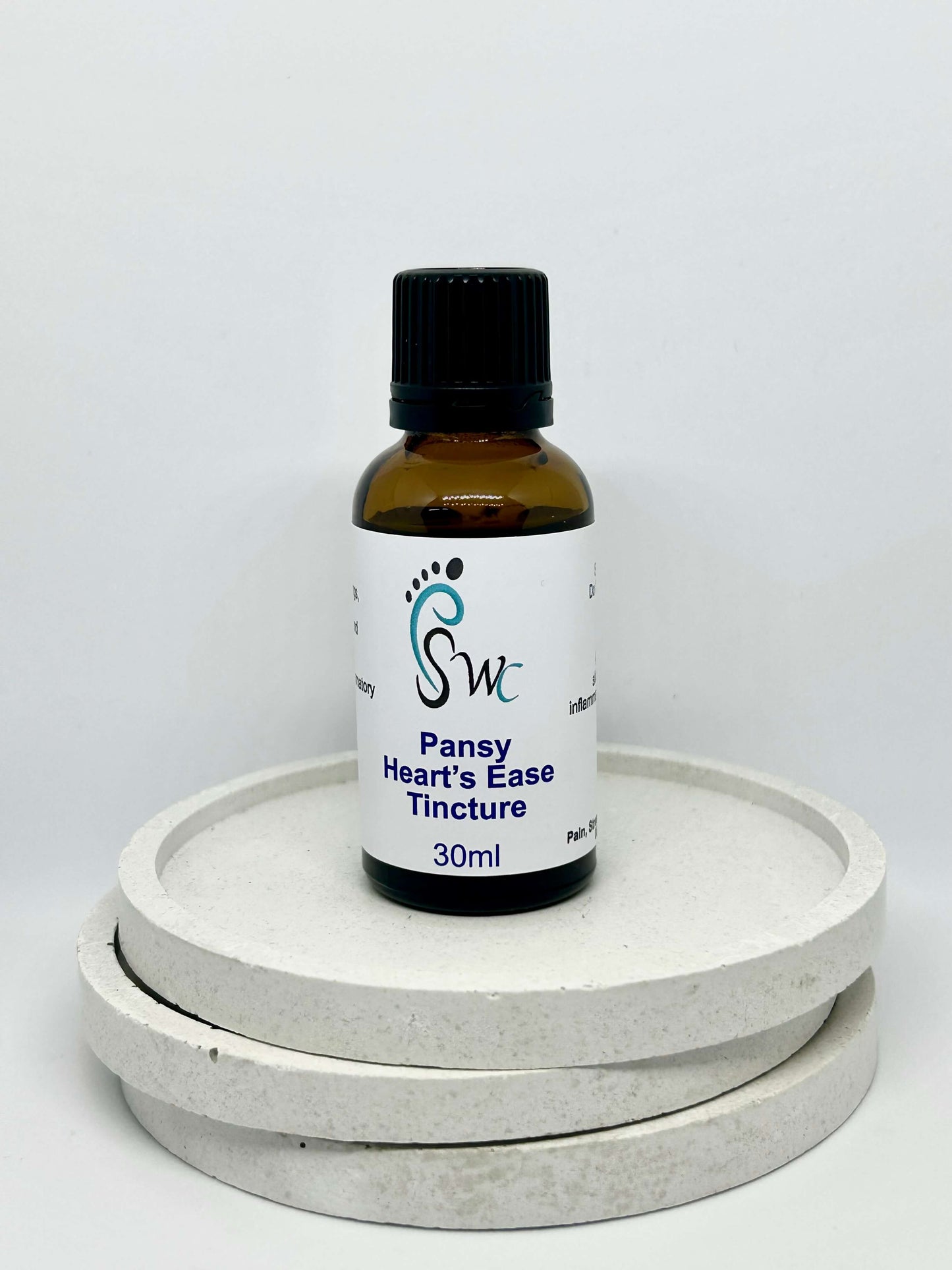 30ml bottle of Pansy (Heart’s Ease) Tincture – natural herbal extract for skin health, inflammation relief, and respiratory support