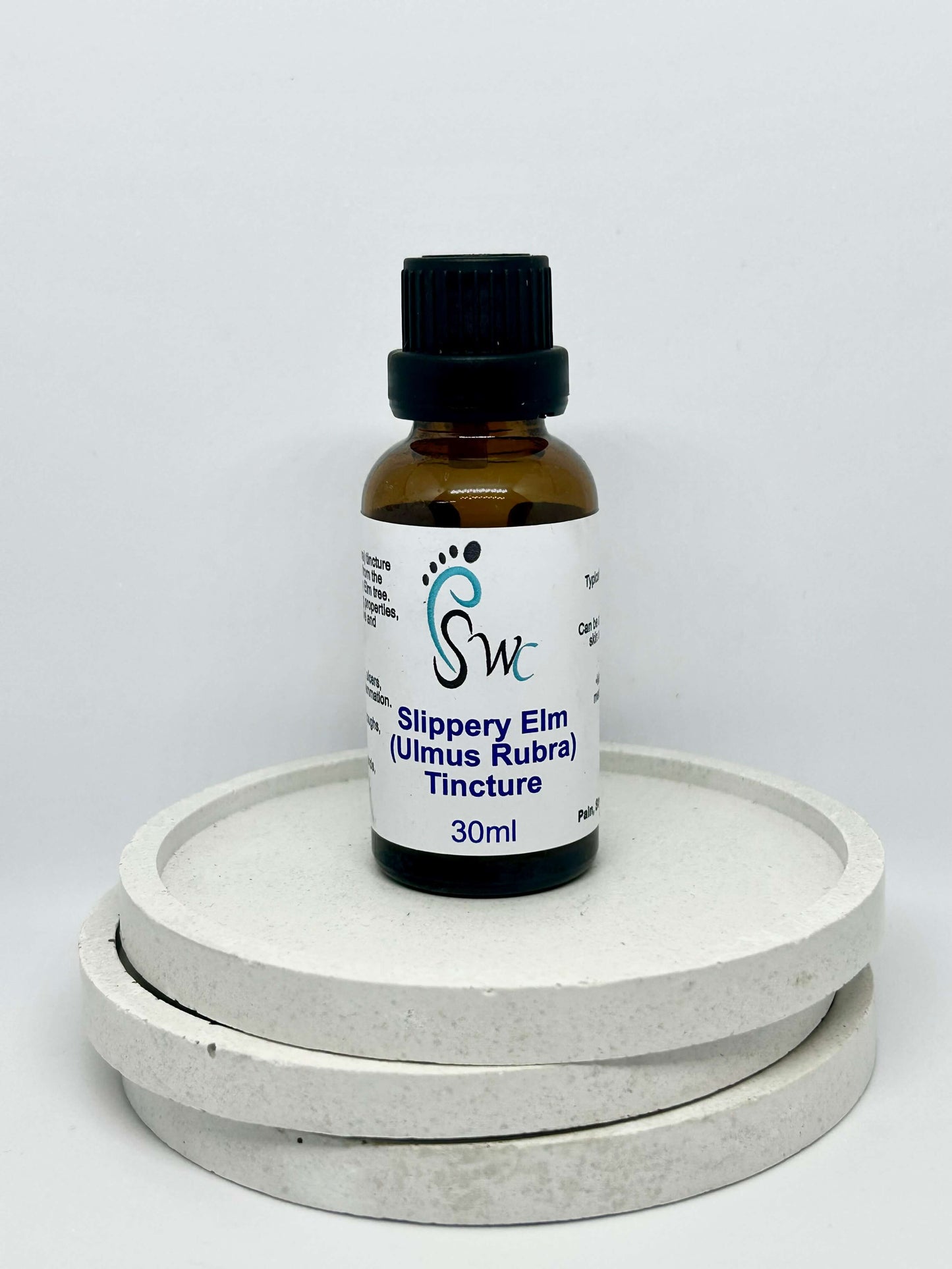 30ml bottle of Slippery Elm Tincture – natural herbal extract for digestive health, throat soothing, and inflammation relief