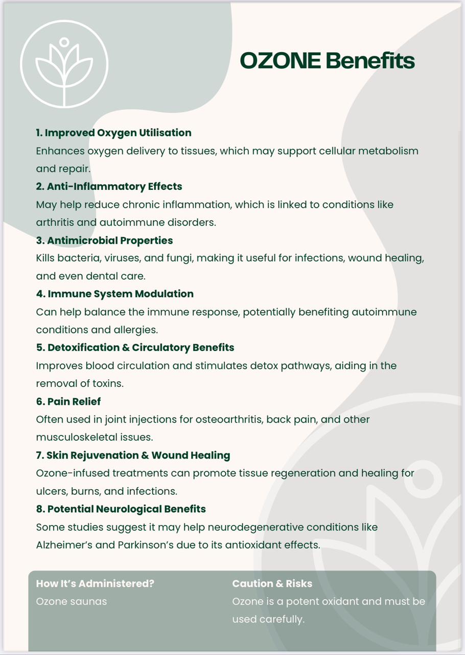 Ozone therapy sauna session for detox, skin healing, and immune support