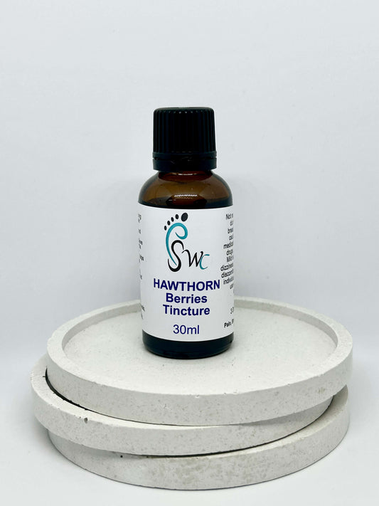 30ml bottle of Hawthorn Berries Tincture – herbal extract for heart health, circulation support, and blood pressure balance