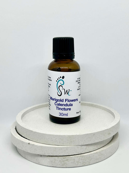 30ml bottle of Marigold Flowers Tincture – natural herbal extract for skin healing, anti-inflammatory support, and wound care