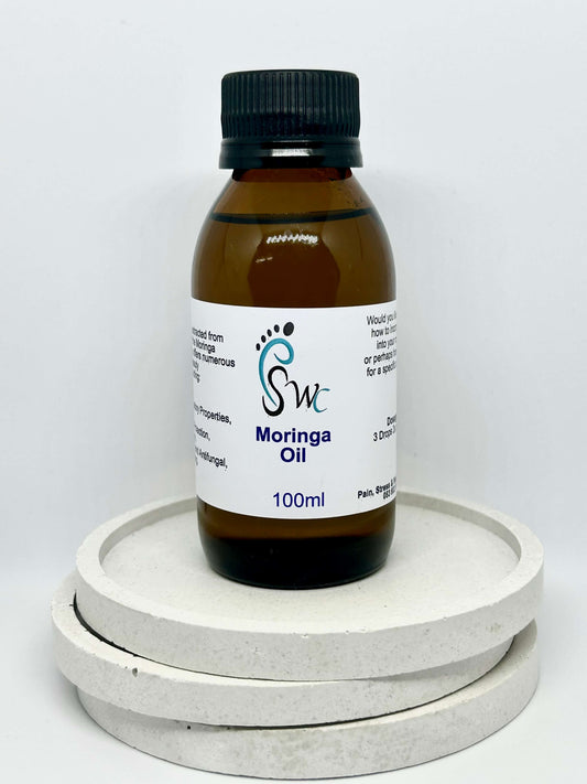 100ml bottle of Moringa Oil – natural cold-pressed oil for skin nourishment, hydration, and anti-aging benefits