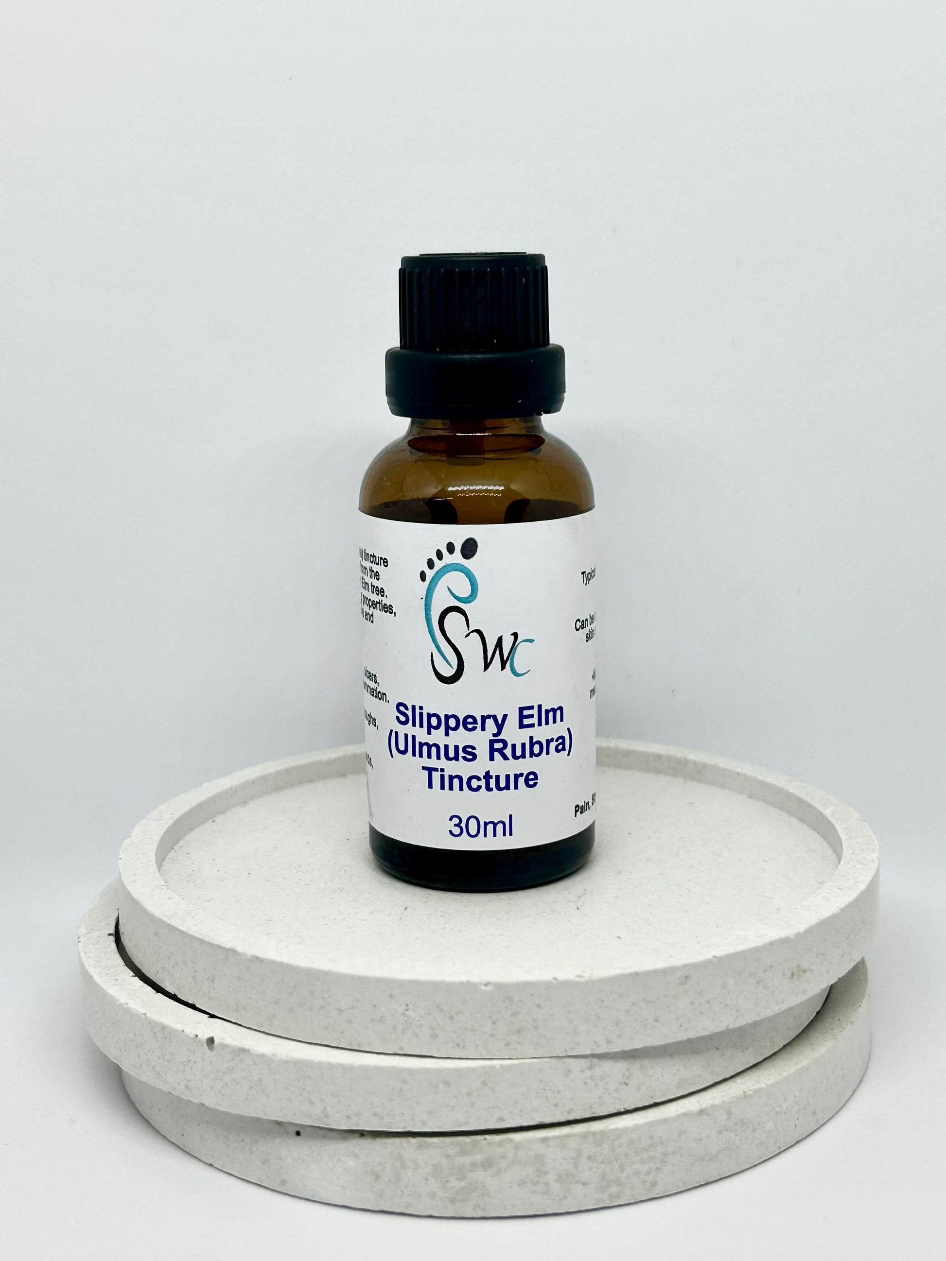 30ml bottle of Slippery Elm Tincture – natural herbal extract for digestive health, throat soothing, and inflammation relief