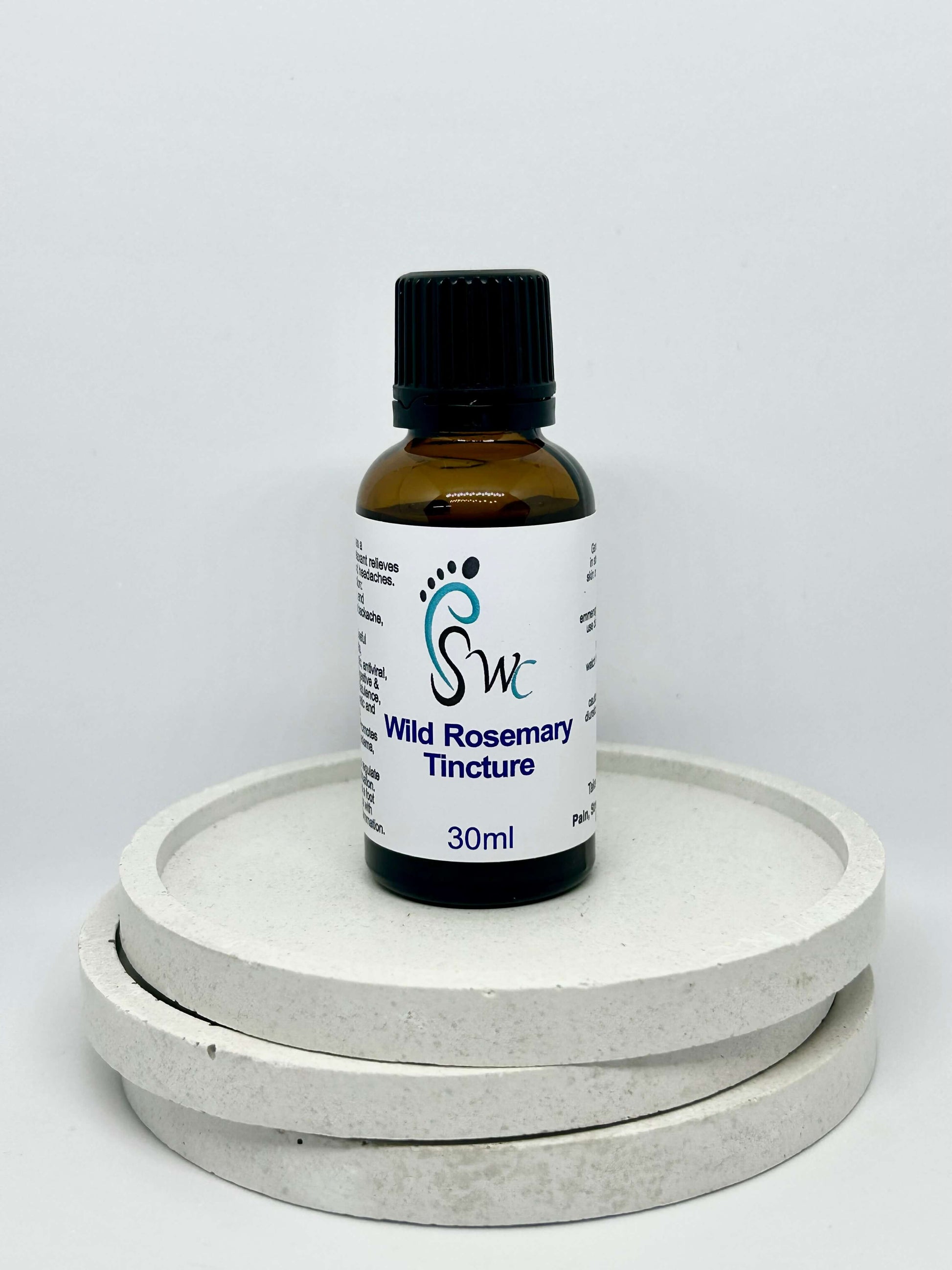 30ml bottle of Wild Rosemary Tincture – herbal extract for circulation, digestion, and immune support